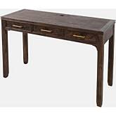 Gramercy Chevron 3 Drawer Desk with USB Charging in Dark Chevron